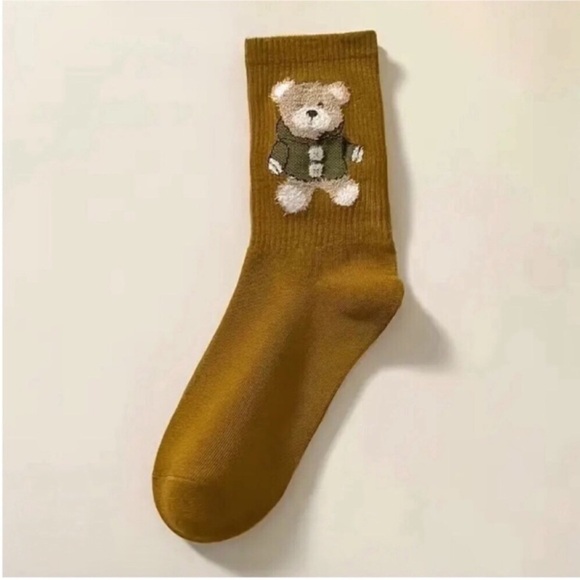 Teddy Bear Socks & Hosiery Women’s 5 Pairs Teddy Bear Print Socks Mid Tube Socks - Picture 5 of 9